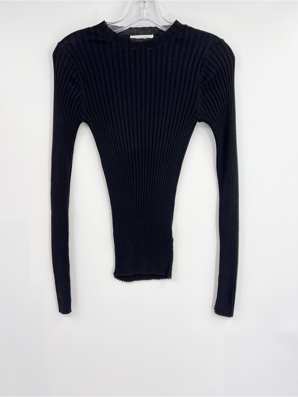Anine Bing Black Ribbed Long Sleeve Tee